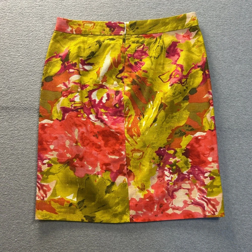 J.Crew Pencil Skirt Womens 4 Floral Cotton Stretch Lined Multicolor Spring